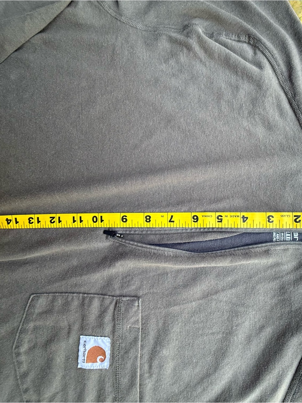 Carhartt Olive GreenLong Sleeve Quarter-Zip Pocket Work Shirt - Picture 10 of 15